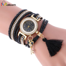 Bracelet Watch Women Rhinestone Crystal Dress Clock Weave PU Leather Lady Relogio Feminino CF