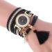 Bracelet Watch Women Rhinestone Crystal Dress Clock Weave PU Leather Lady Relogio Feminino CF