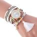 Bracelet Watch Women Rhinestone Crystal Dress Clock Weave PU Leather Lady Relogio Feminino CF