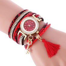 Bracelet Watch Women Rhinestone Crystal Dress Clock Weave PU Leather Lady Relogio Feminino CF