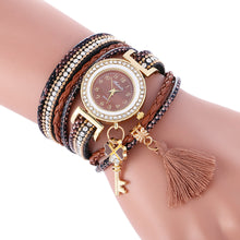 Bracelet Watch Women Rhinestone Crystal Dress Clock Weave PU Leather Lady Relogio Feminino CF