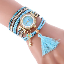 Bracelet Watch Women Rhinestone Crystal Dress Clock Weave PU Leather Lady Relogio Feminino CF