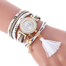 Bracelet Watch Women Rhinestone Crystal Dress Clock Weave PU Leather Lady Relogio Feminino CF