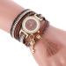 Bracelet Watch Women Rhinestone Crystal Dress Clock Weave PU Leather Lady Relogio Feminino CF