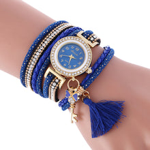 Bracelet Watch Women Rhinestone Crystal Dress Clock Weave PU Leather Lady Relogio Feminino CF