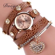 Bracelet Watch Women Rhinestone Crystal Dress Clock luxury heart pendant Relogio Feminino CF