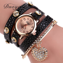 Bracelet Watch Women Rhinestone Crystal Dress Clock luxury heart pendant Relogio Feminino CF