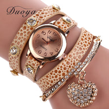 Bracelet Watch Women Rhinestone Crystal Dress Clock luxury heart pendant Relogio Feminino CF