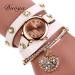 Bracelet Watch Women Rhinestone Crystal Dress Clock luxury heart pendant Relogio Feminino CF