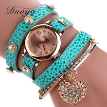 Bracelet Watch Women Rhinestone Crystal Dress Clock luxury heart pendant Relogio Feminino CF