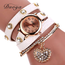 Bracelet Watch Women Rhinestone Crystal Dress Clock luxury heart pendant Relogio Feminino CF