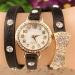 Bracelet Watch Women Rhinestone Crystal Dress Clock Bowknot Gift PU Leather Quartz Relogio Feminino CF