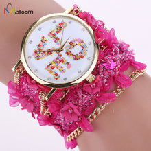 Bracelet Watch Women Rhinestone Crystal Dress Clock Lace Wrap Around Synthetic Chain Analog Quartz Relogio Feminino CF