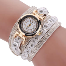 Bracelet Watch Women Rhinestone Crystal Dress Clock Vintage Design PU Leather Band Relogio Feminino CF