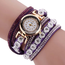 Bracelet Watch Women Rhinestone Crystal Dress Clock Vintage Design PU Leather Band Relogio Feminino CF