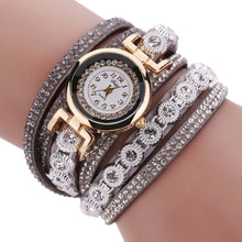Bracelet Watch Women Rhinestone Crystal Dress Clock Vintage Design PU Leather Band Relogio Feminino CF