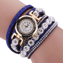 Bracelet Watch Women Rhinestone Crystal Dress Clock Vintage Design PU Leather Band Relogio Feminino CF