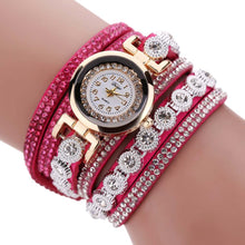 Bracelet Watch Women Rhinestone Crystal Dress Clock Vintage Design PU Leather Band Relogio Feminino CF