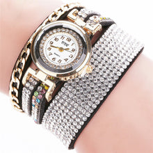 Bracelet Watch Women Vintage Design PU Leather Ladies Rhinestone Crystal Dress Quartz Clock Relogio Feminino CF