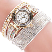 Bracelet Watch Women Vintage Design PU Leather Ladies Rhinestone Crystal Dress Quartz Clock Relogio Feminino CF
