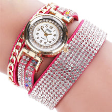 Bracelet Watch Women Vintage Design PU Leather Ladies Rhinestone Crystal Dress Quartz Clock Relogio Feminino CF
