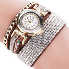 Bracelet Watch Women Vintage Design PU Leather Ladies Rhinestone Crystal Dress Quartz Clock Relogio Feminino CF
