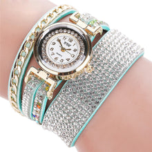 Bracelet Watch Women Vintage Design PU Leather Ladies Rhinestone Crystal Dress Quartz Clock Relogio Feminino CF