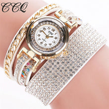 Bracelet Watch Women Vintage Design PU Leather Ladies Rhinestone Crystal Dress Quartz Clock Relogio Feminino CF