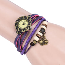 Bracelet Watches Quartz Relogio Feminino Weave Around PU Leather Cat Bracelets Lady Woman Wrist Watch Dress Clock CF