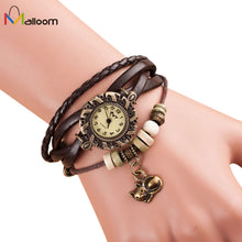 Bracelet Watches Quartz Relogio Feminino Weave Around PU Leather Cat Bracelets Lady Woman Wrist Watch Dress Clock CF