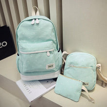 Canvas Women Backpack big student book bag with purse laptop 3pcs set Korean style Girl School Bags For Teenagers CF