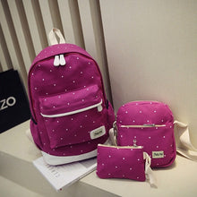 Canvas Women Backpack big student book bag with purse laptop 3pcs set Korean style Girl School Bags For Teenagers CF