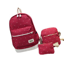 Canvas Women Backpack big student book bag with purse laptop 3pcs set Korean style Girl School Bags For Teenagers CF