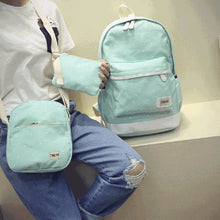 Canvas Women Backpack big student book bag with purse laptop 3pcs set Korean style Girl School Bags For Teenagers CF