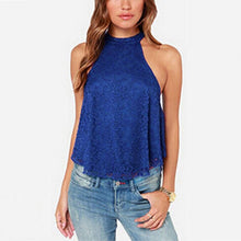 Casual Solid Top Women Halter Top Cropped Blouses Vest Womens Off Shoulder Sexy Tops OL Lady Lace Loose Tanks CF