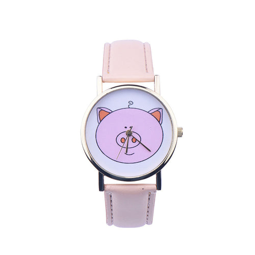 Creative Boy Girl Watch Kids Cute Pig Printed Watches Faux Leather Men Analog Watch Student Relogio CF