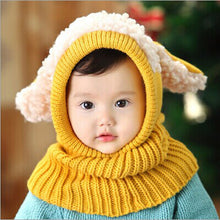 Cute Love novelty Baby Kids Girls Boys Warm Woolen Coif Hood Scarf Caps Hats warm knit scarf CF