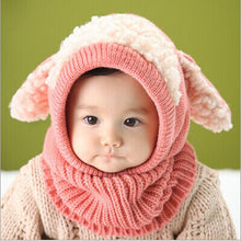 Cute Love novelty Baby Kids Girls Boys Warm Woolen Coif Hood Scarf Caps Hats warm knit scarf CF
