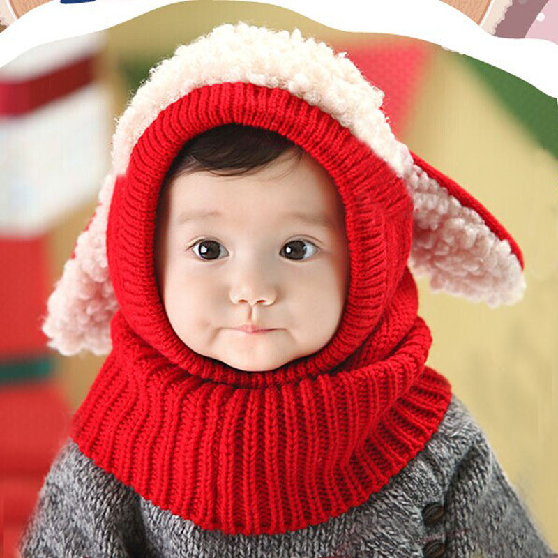 Cute Love novelty Baby Kids Girls Boys Warm Woolen Coif Hood Scarf Caps Hats warm knit scarf CF
