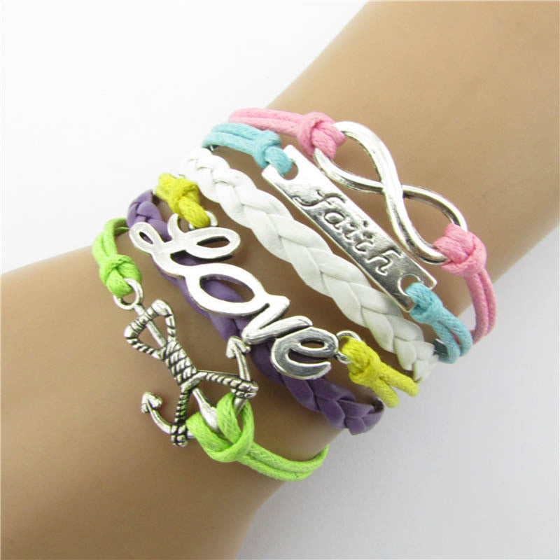 DIY Women Infinity Love Charm Bracelet Leather Bangle Jewelry Chain woven leather bracelet Best gift GB5068 Just For You CF