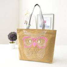 Designer Handbags Lady Owl Print Shopping Shoulder Canvas Bag Tote Purse bolsos femenina CF