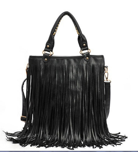 Designer Handbags Street Western Punk Tassel Fringe Tote Bags PU Leather Shoulder Casual Bag bolsos mujer CF