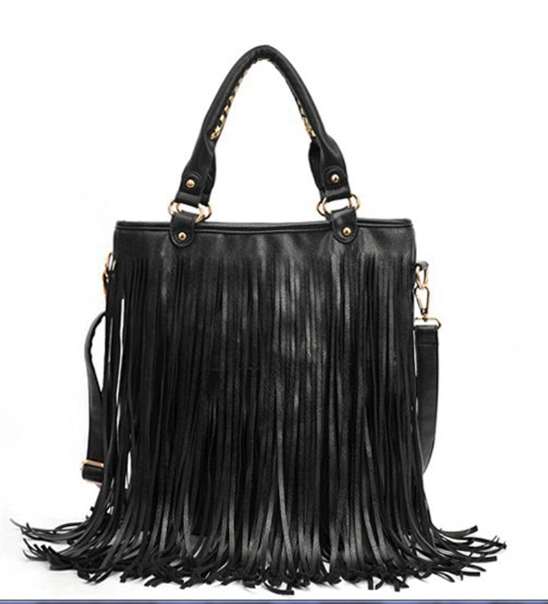 Designer Handbags Street Western Punk Tassel Fringe Tote Bags PU Leather Shoulder Casual Bag bolsos mujer CF