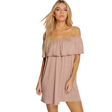 Dress Sexy Women vestido Off The Shoulder Black Shirt Dresses Solid Plus size Flounced Collar vestidos CF