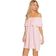 Dress Sexy Women vestido Off The Shoulder Black Shirt Dresses Solid Plus size Flounced Collar vestidos CF