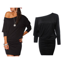 Dress Women vestidos Long Sleeve Off the Shoulder Solid Plus size Bodycon Mini Batwing Tunic Dresses vestido CF