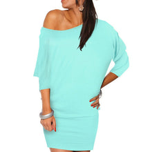 Dress Women vestidos Long Sleeve Off the Shoulder Solid Plus size Bodycon Mini Batwing Tunic Dresses vestido CF