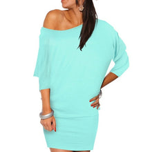 Dress Women vestidos Long Sleeve Off the Shoulder Solid Plus size Bodycon Mini Batwing Tunic Dresses vestido CF