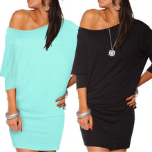 Dress Women vestidos Long Sleeve Off the Shoulder Solid Plus size Bodycon Mini Batwing Tunic Dresses vestido CF