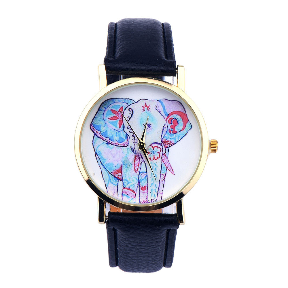 Elephant Pattern Leather Watch Women Dress Watches Quartz Watch Bracelet Mujer Montre Women Top Relogio Luxury Gift CF
